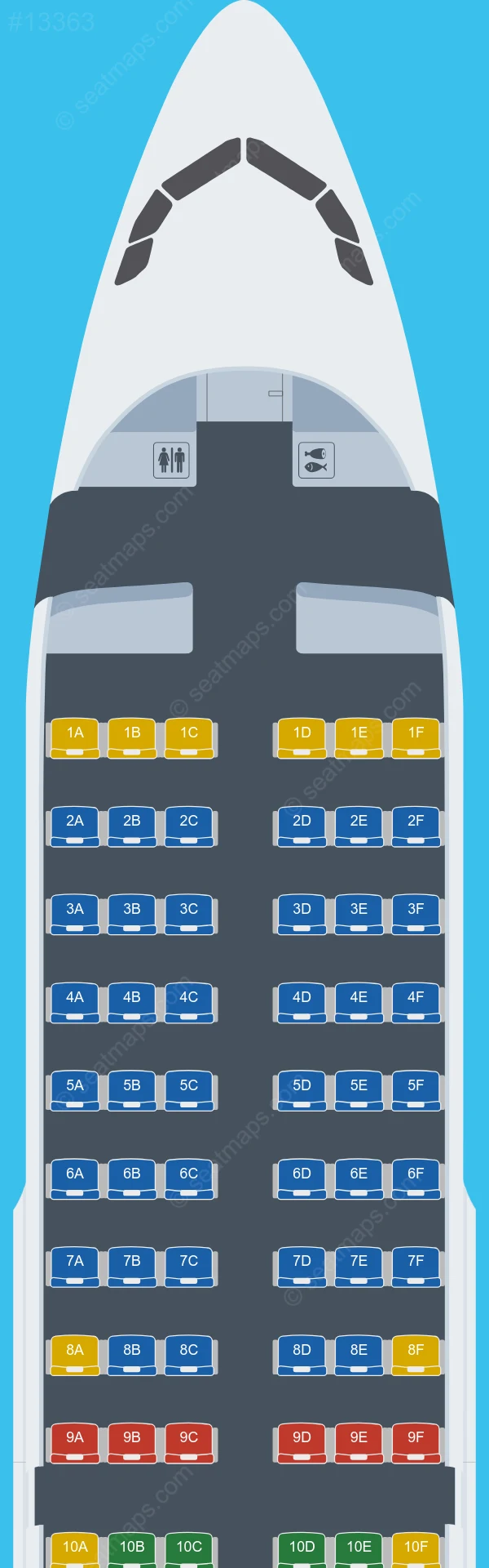Aero Mongolia Airbus A319 aircraft seat map A319-100 V.1