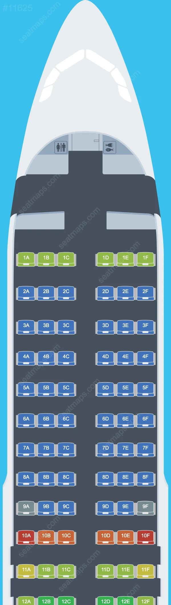 Plans des sièges de l'avion Airbus A320 de LATAM Ecuador A320-200