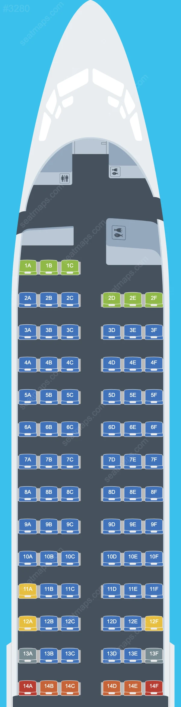 Pegasus Airlines Boeing 737-800 seatmap mobile preview