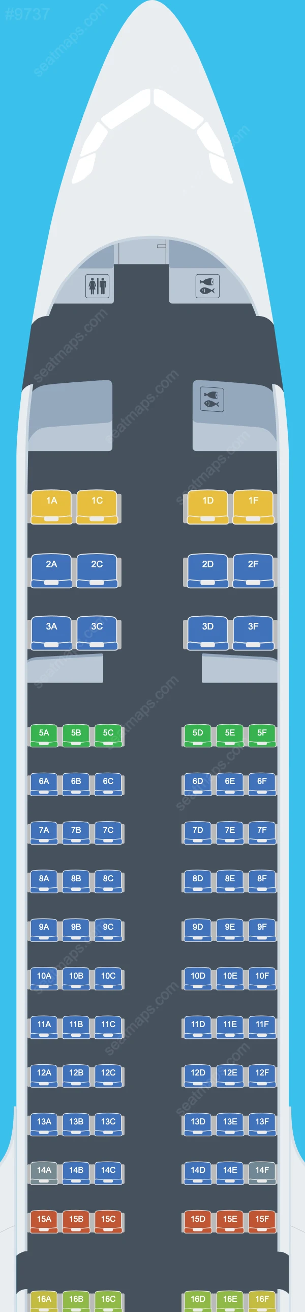 Схема салона Aeroflot в самолете Airbus A321 A321-200neo