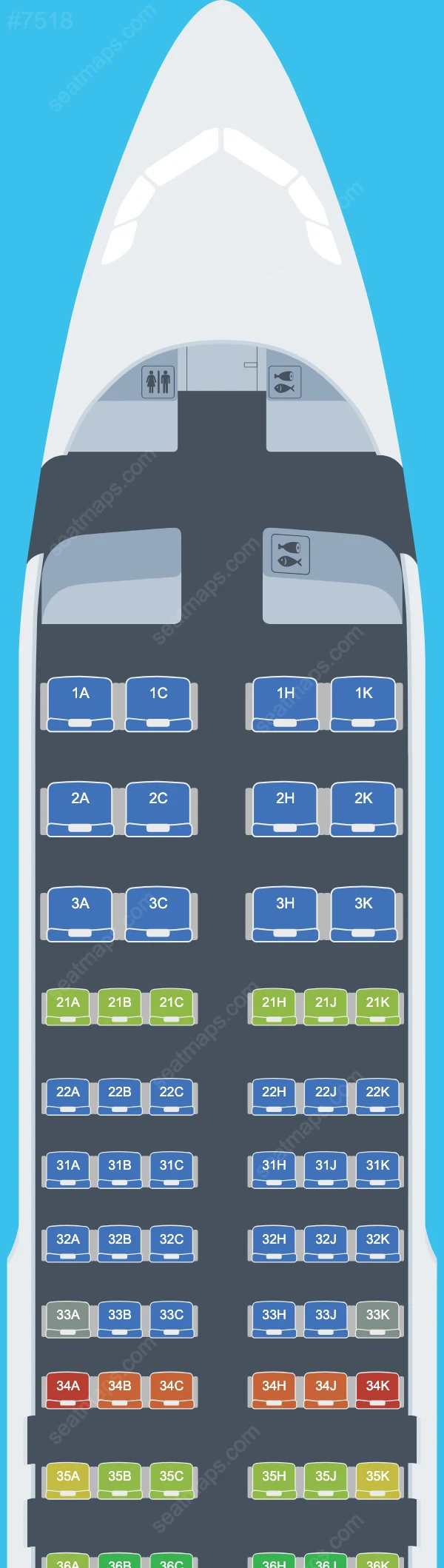 Схема салона PAL Express в самолете Airbus A320 A320-200 V.2
