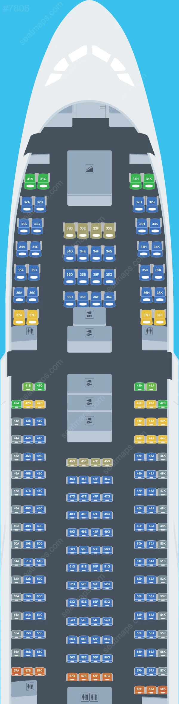 Singapore Airlines Airbus A380-800 seatmap mobile preview