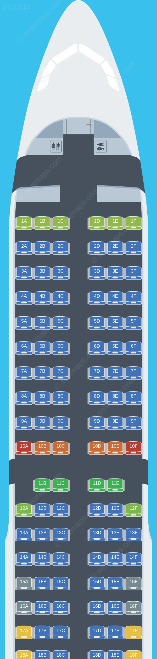 AJet Airbus A321-200 seatmap preview