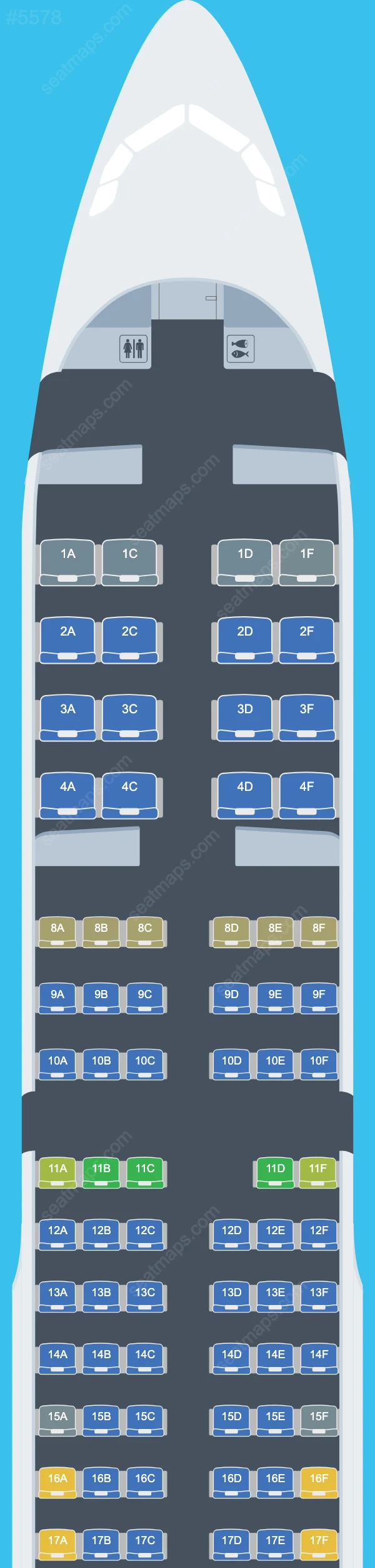 Схема салона Aeroflot в самолете Airbus A321 A321-200 V.1