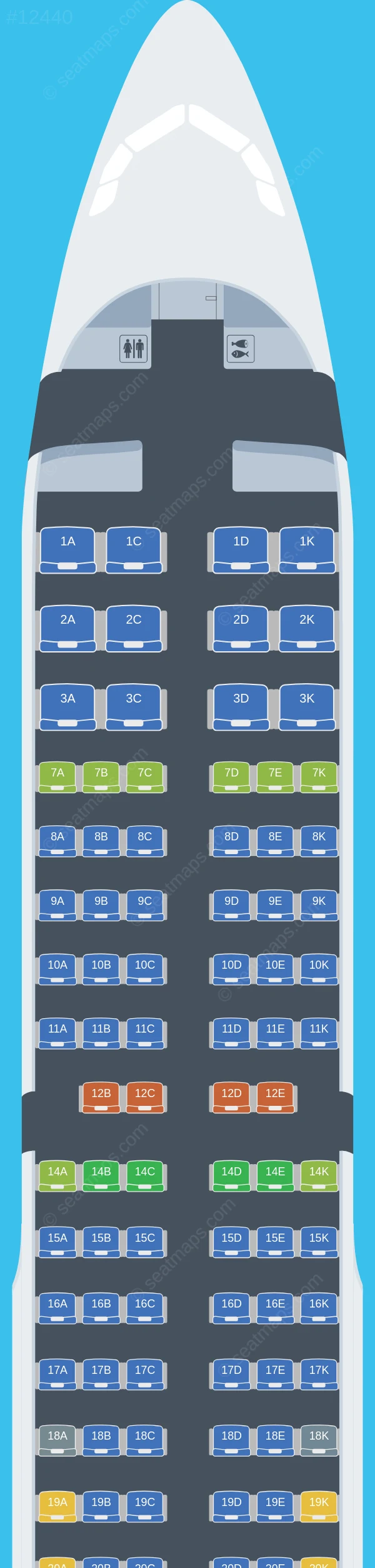 Air Samarkand Airbus A321-200 seatmap preview