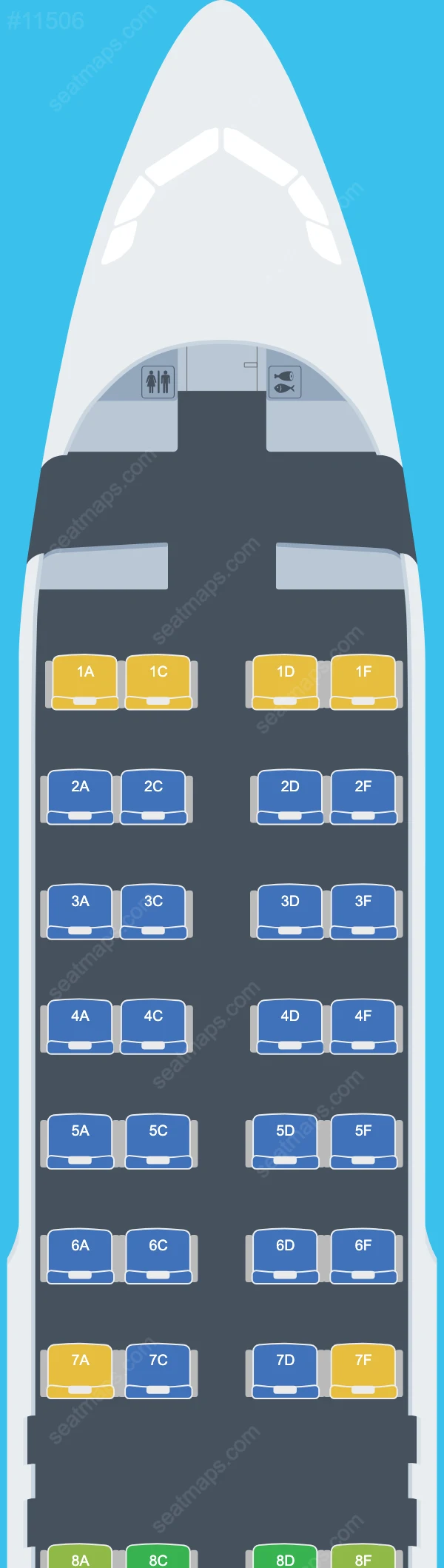 Global Crossing Airlines Airbus A320-200 V.4 seatmap preview