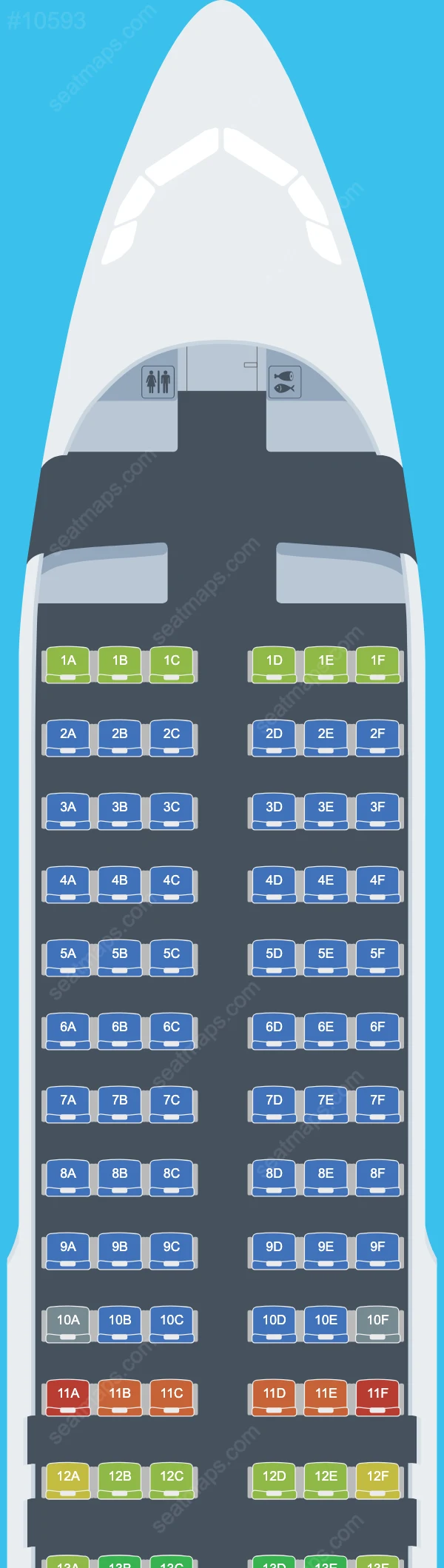 Схема салона Qanot Sharq  Airlines в самолете Airbus A320 A320-200