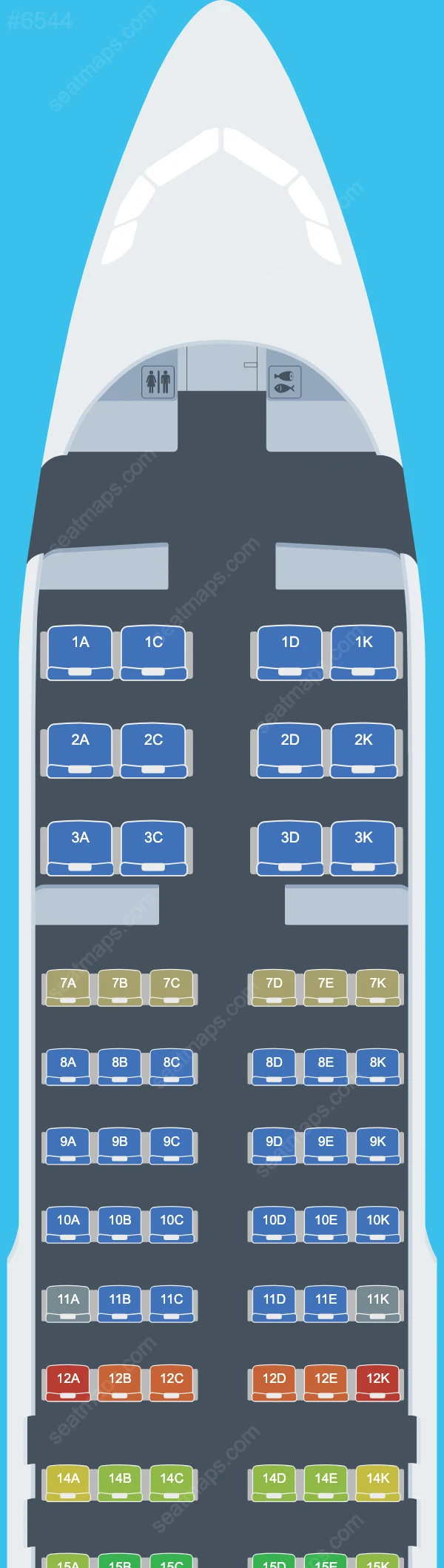 Схема салона Avianca Ecuador в самолете Airbus A320 A320-200 V.2