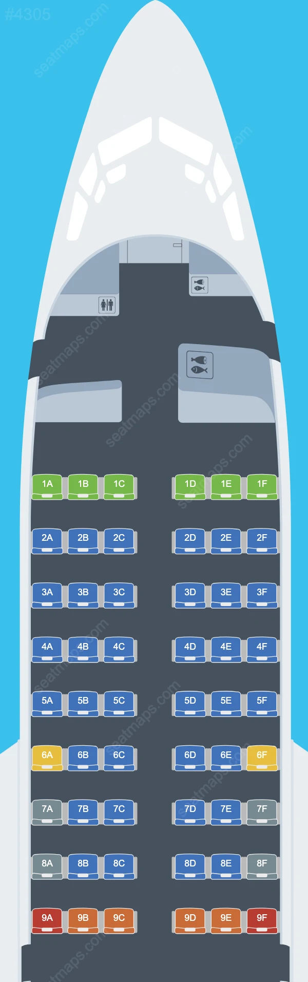 Схема салона Air North в самолете Boeing 737 737-500