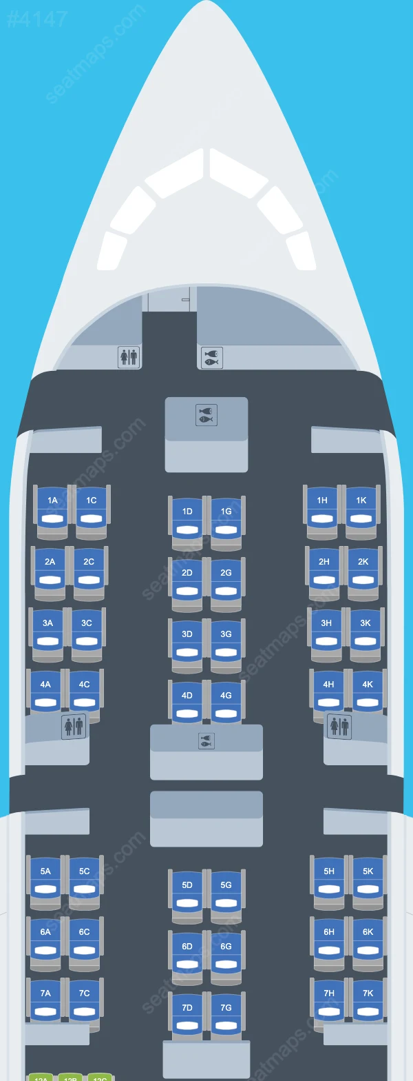 ANA (All Nippon Airways) Boeing 787 좌석 지도 787-8 V.1