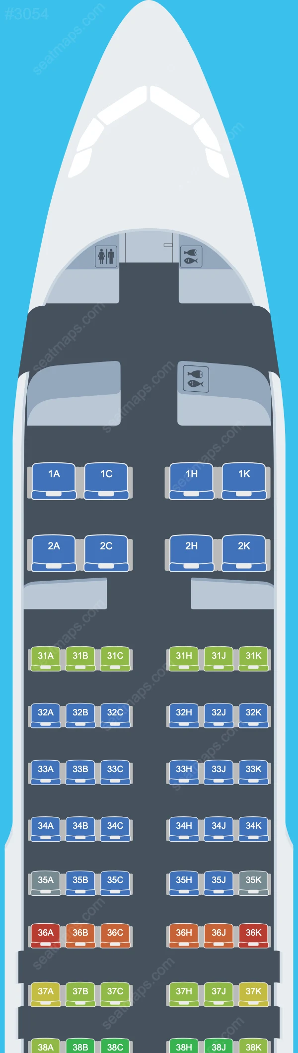 Схема салона China Southern в самолете Airbus A320 A320-200 V.4
