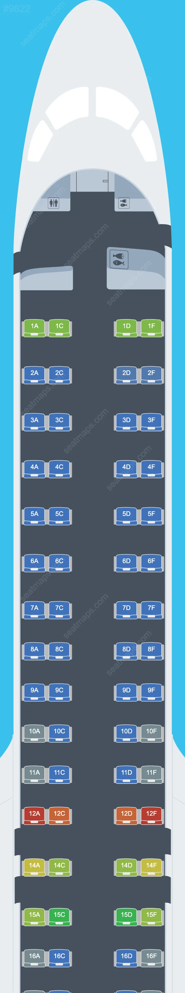 Схема салона KLM в самолете Embraer E195-E2 E195 E2