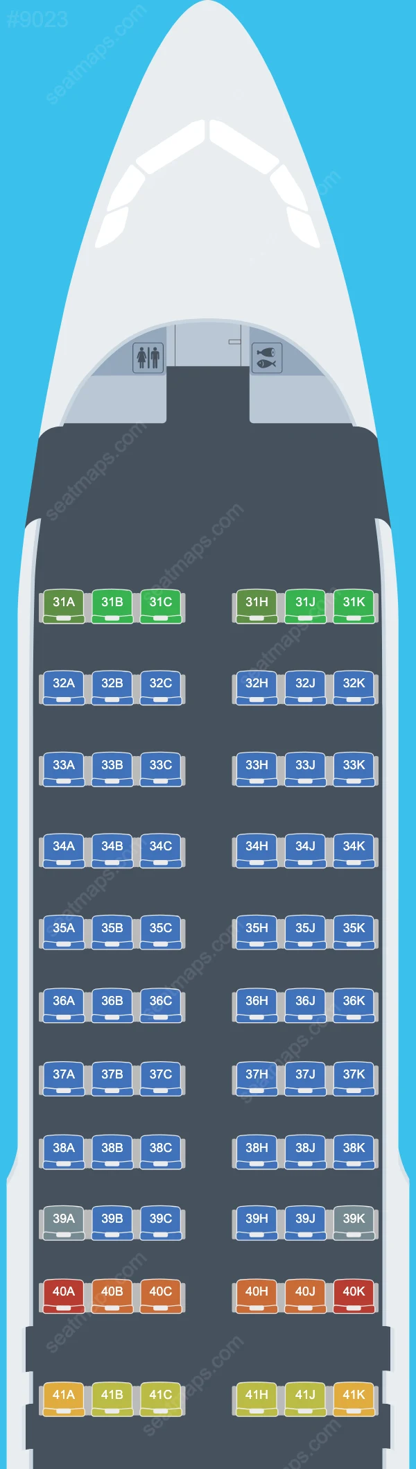 Схема салона China Southern в самолете Airbus A320 A320-200 V.6