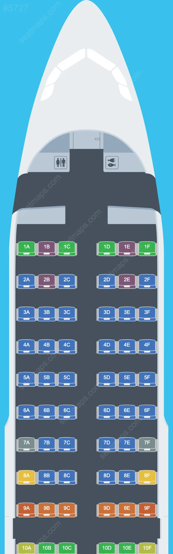 CSA Czech Airlines Airbus A319 Seat Maps A319-100 V.1