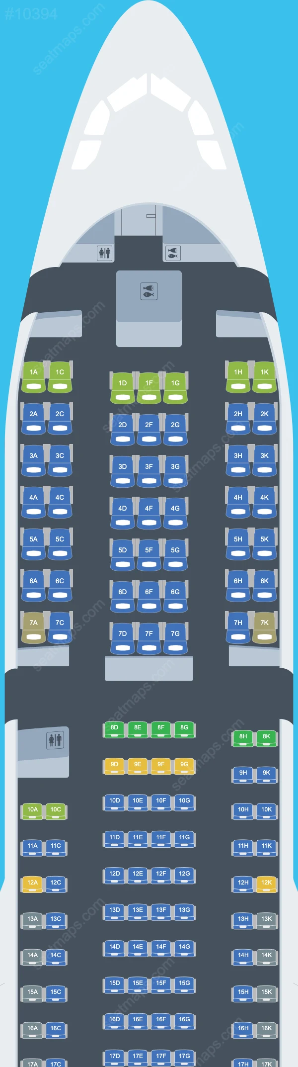 National Airlines Airbus A330-200 seatmap mobile preview