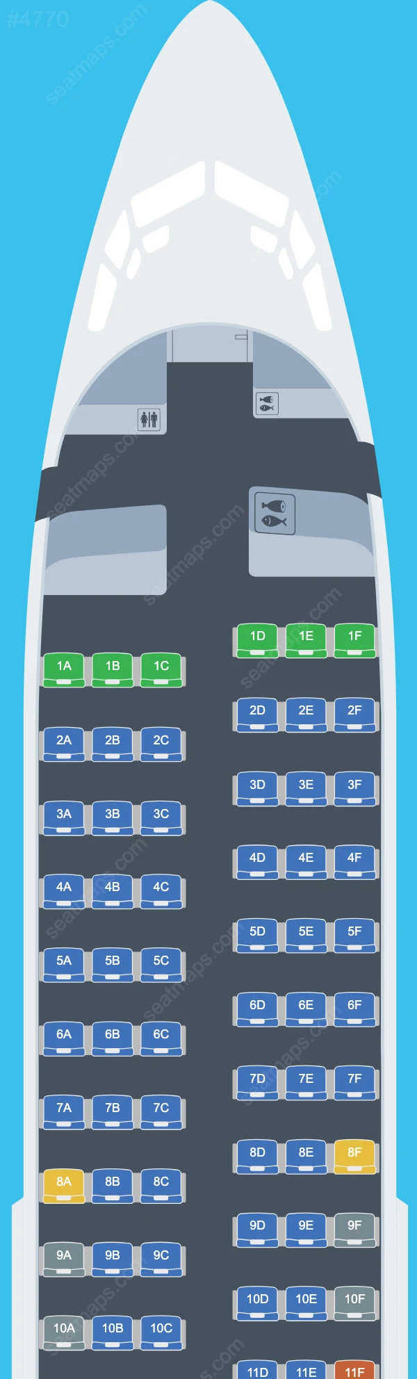 SCAT Airlines Boeing 737-700 seatmap mobile preview