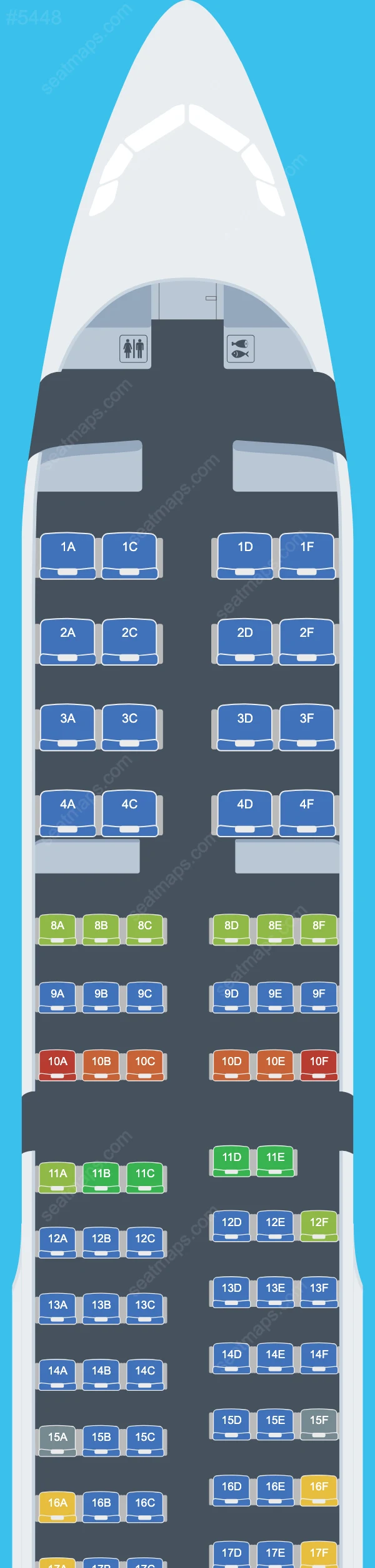 American Airlines Airbus A321-200 V.3 seatmap mobile preview