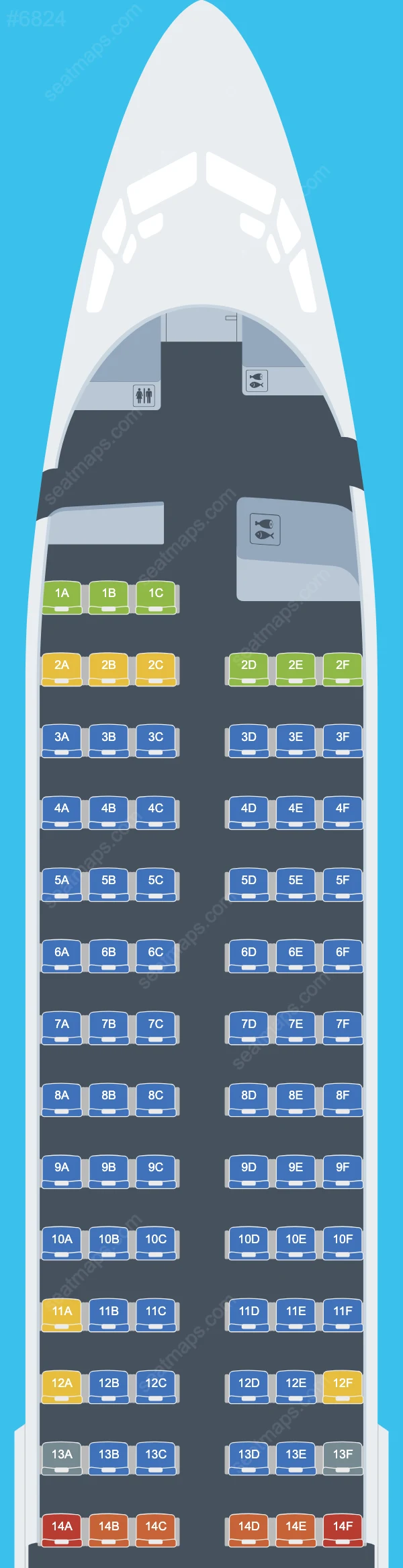 Схема салона Belavia в самолете Boeing 737 737-800