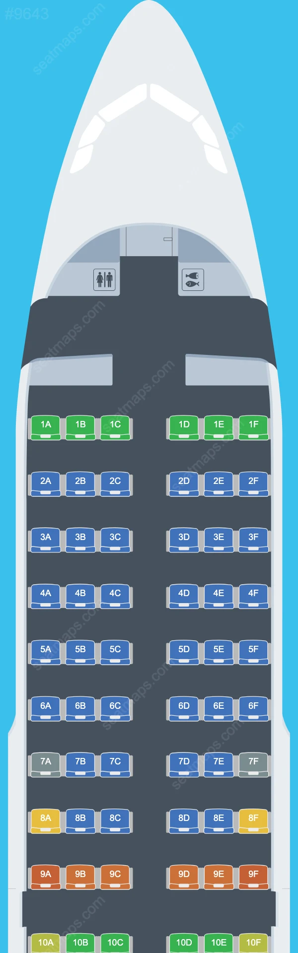 Схема салона ITA Airways в самолете Airbus A319 A319-100 V.1