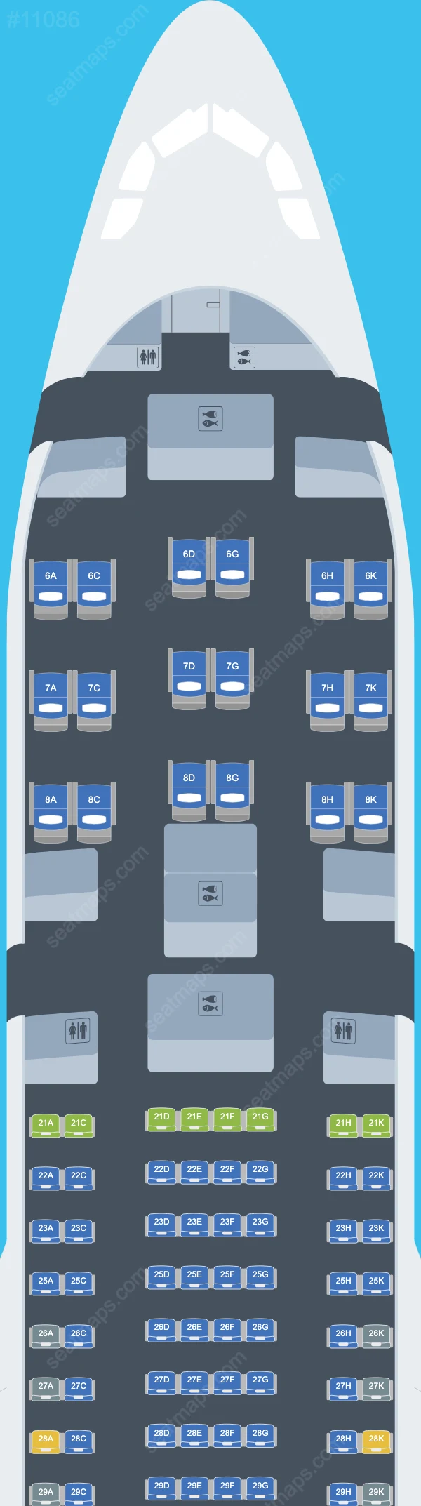 Схема салонов Fly Gangwon в самолетах Airbus A330-200 A330-200
