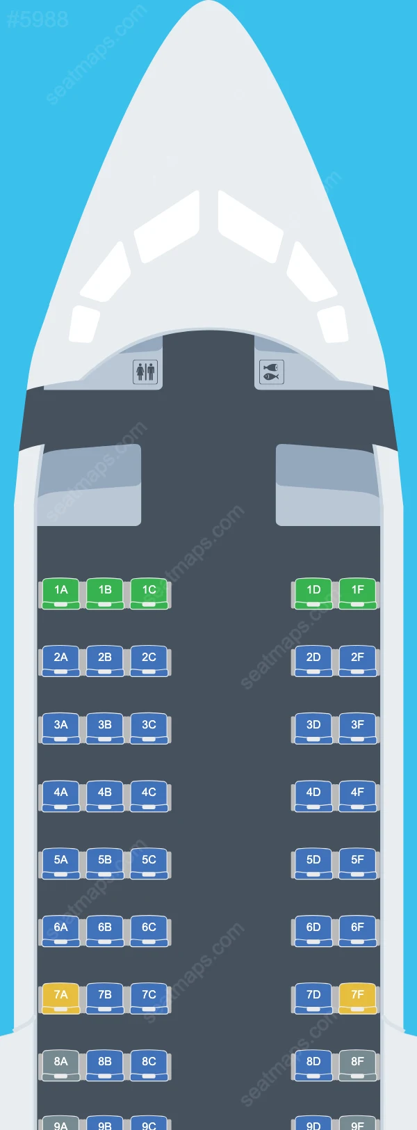 Схема салона North Cariboo Air в самолете Avro RJ100 Avroliner RJ100