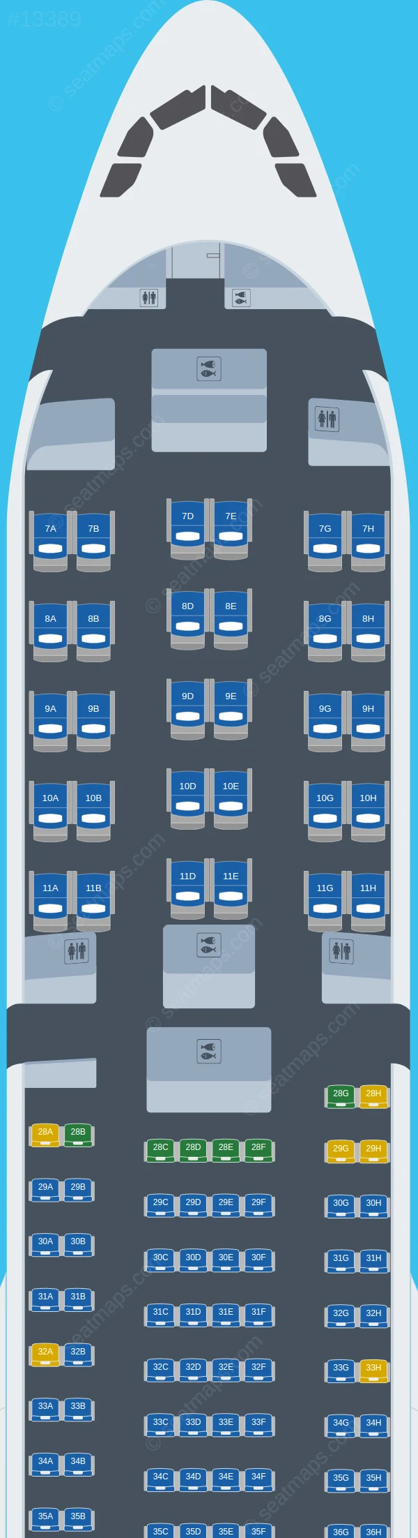 Asiana Airlines Airbus A330-300 V.2 new seatmap mobile preview