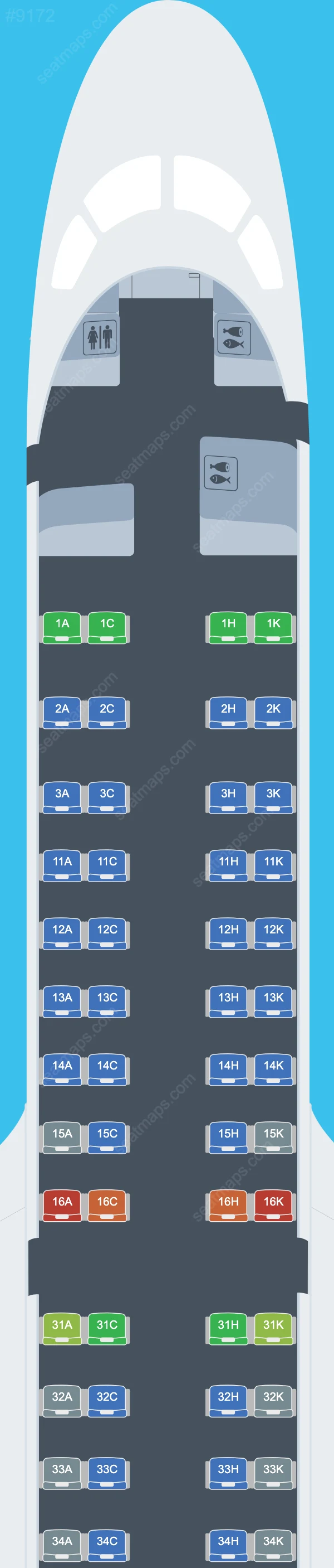 Air Astana Embraer E190-E2 Seat Maps E190 E2 V.1