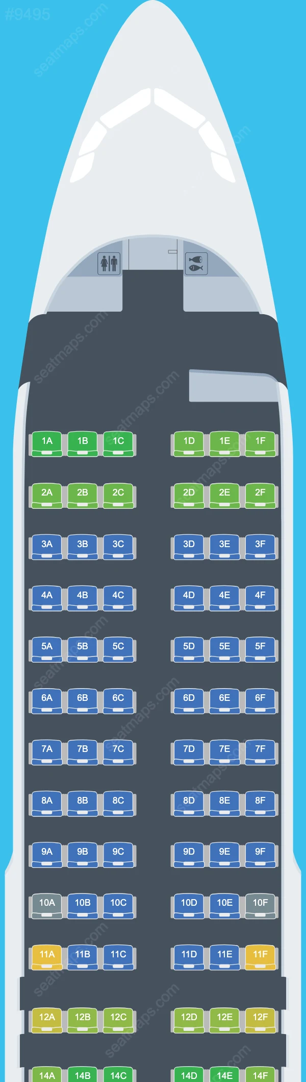 Схема салона Cebu Pacific Air в самолете Airbus A320 A320-200neo