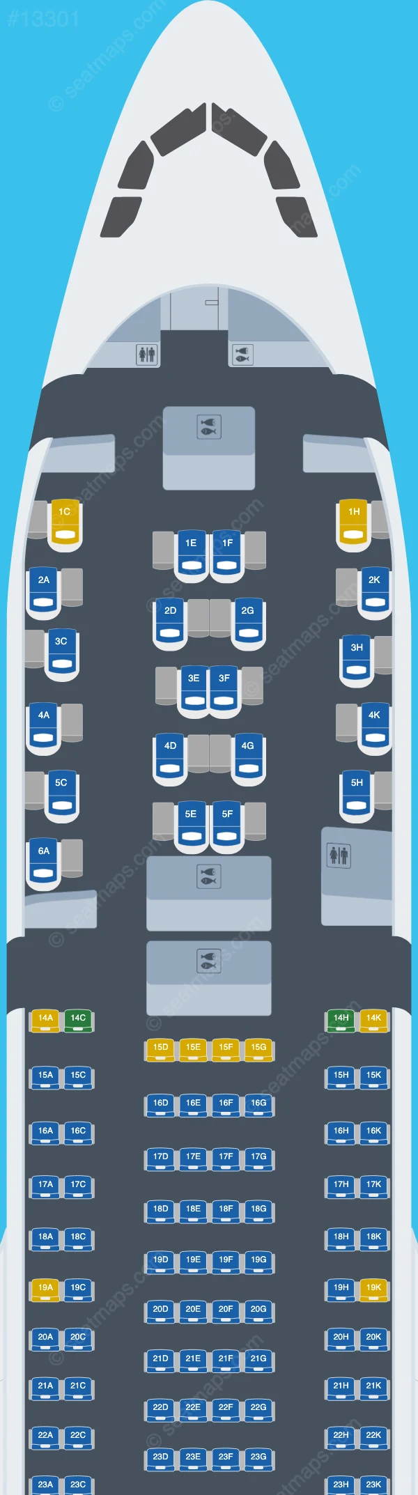 Hi Fly Airbus A330-200 seatmap preview