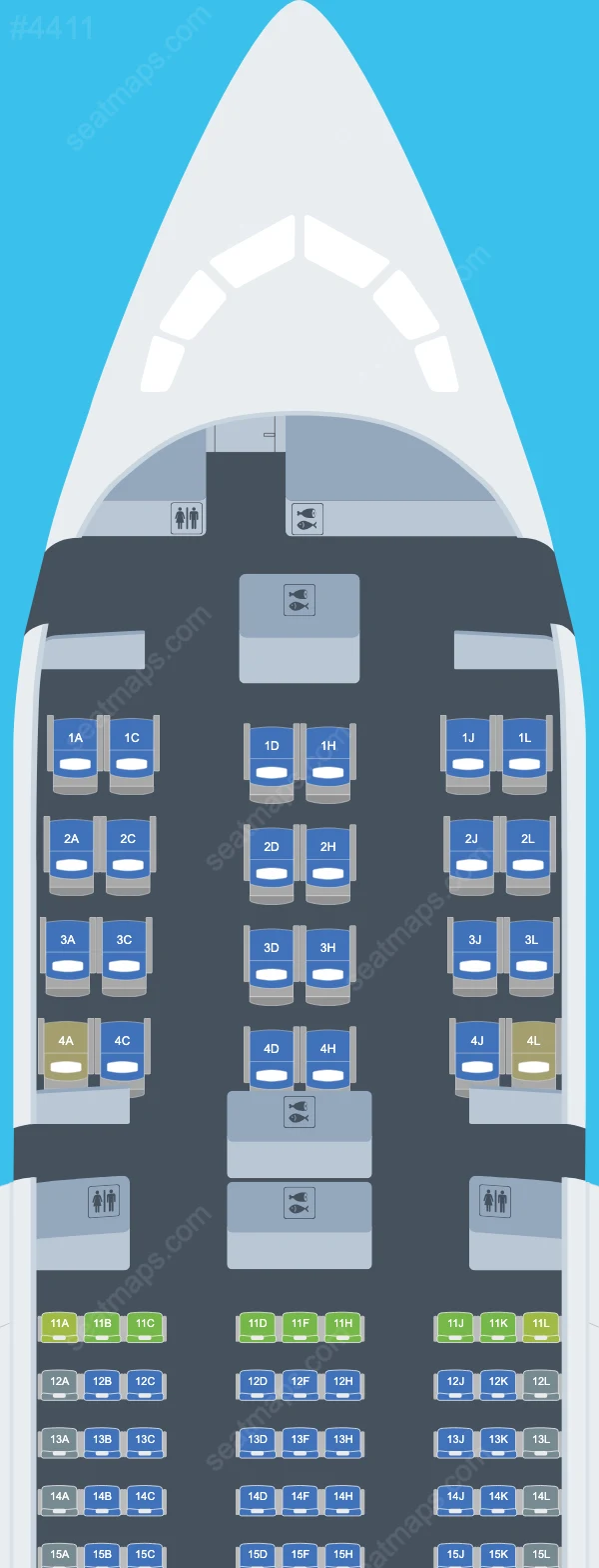 Схема салона Ethiopian Airlines в самолете Boeing 787 787-8