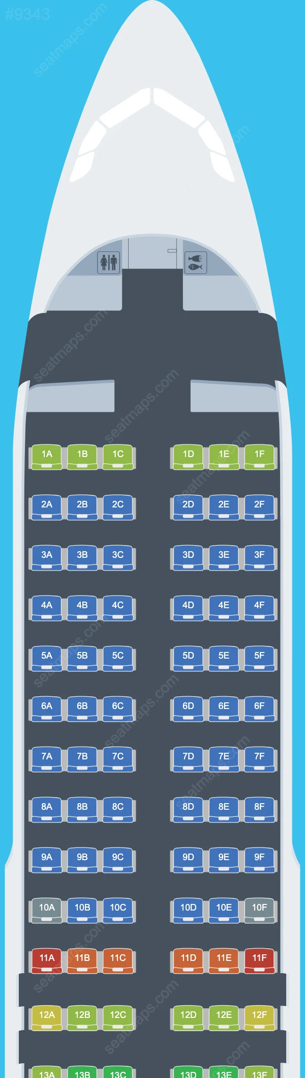 Схема салона Air Astana в самолете Airbus A320 A320-200 V.1