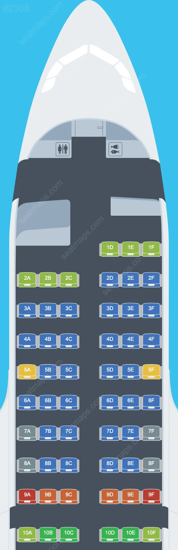 Схема салона Air France в самолете Airbus A318 A318-100 V.1