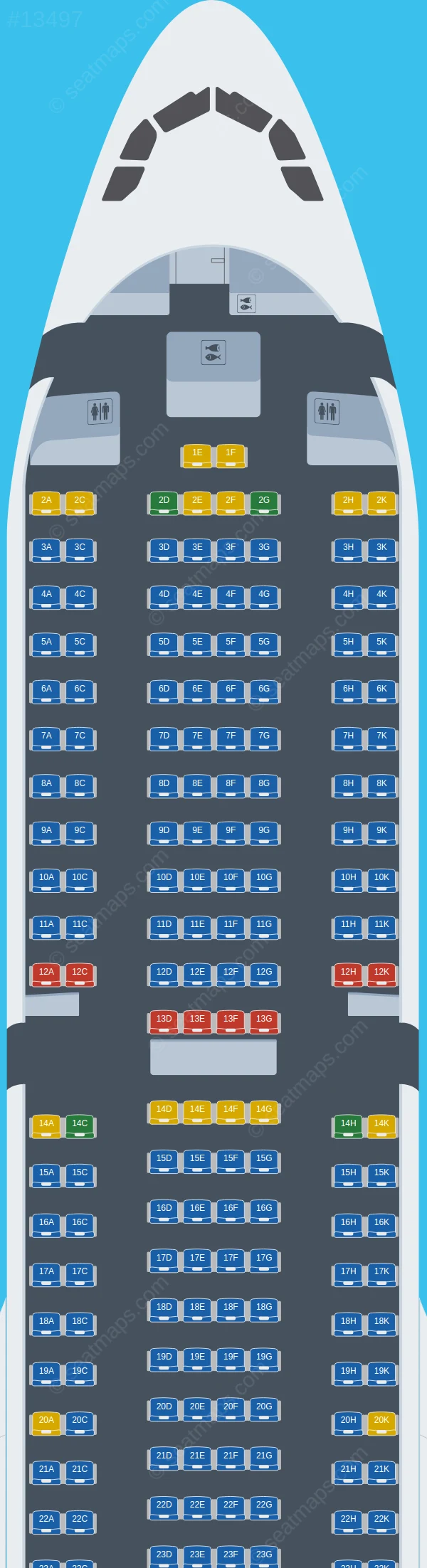 Privilege Style Airbus A330-300 seatmap preview