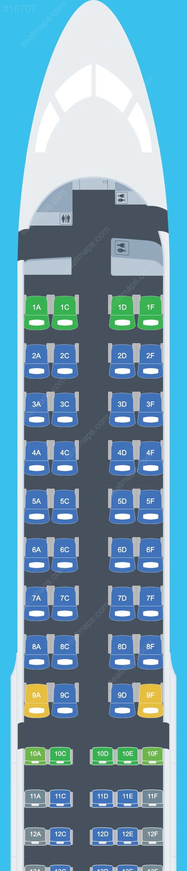 Breeze Airways Airbus A220 Seat Maps A220-300 V.1