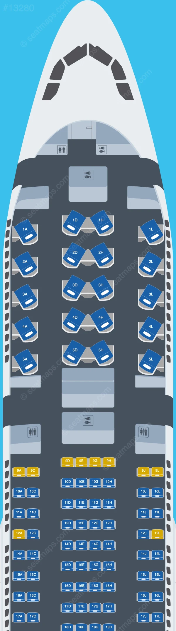 LEVEL Airbus A330-200 V.2 seatmap preview