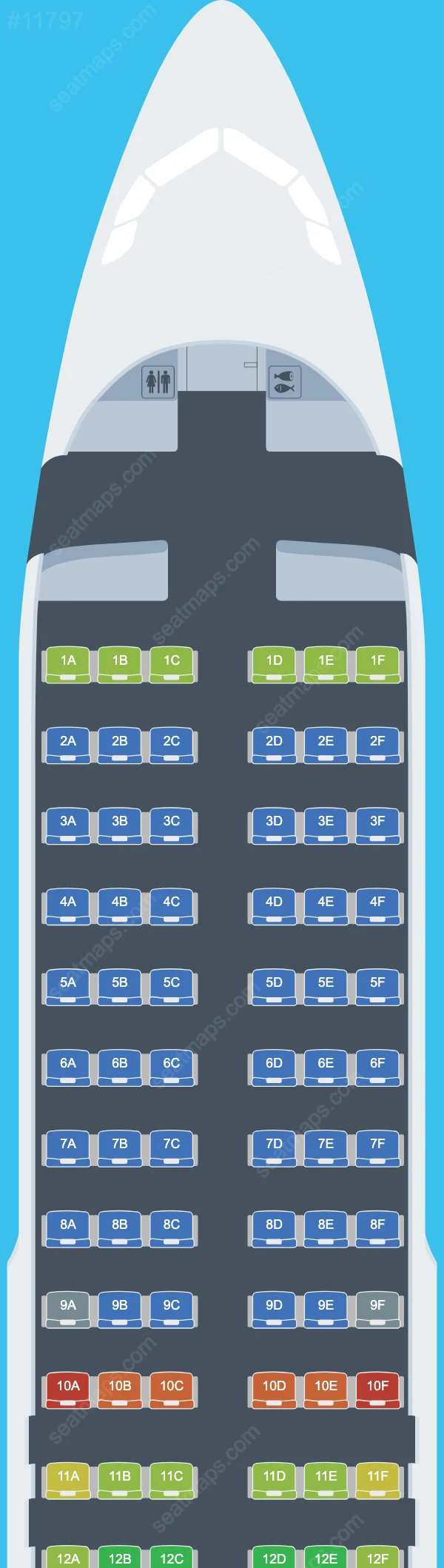 Plans des sièges de l'avion Airbus A320neo de Azores Airlines A320neo