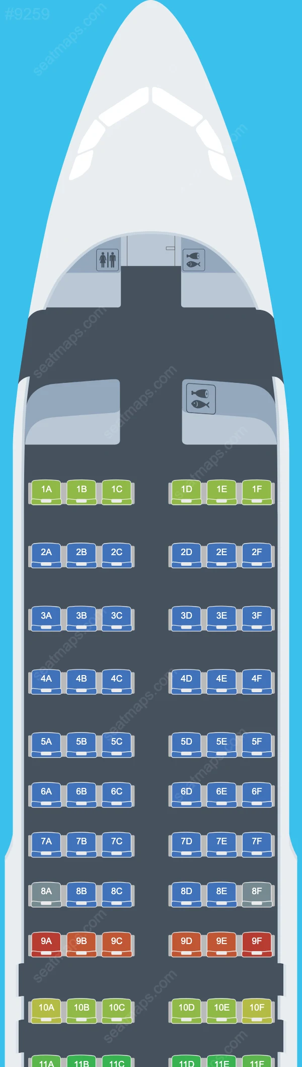 Схема салона Air Albania в самолете Airbus A320 A320-200