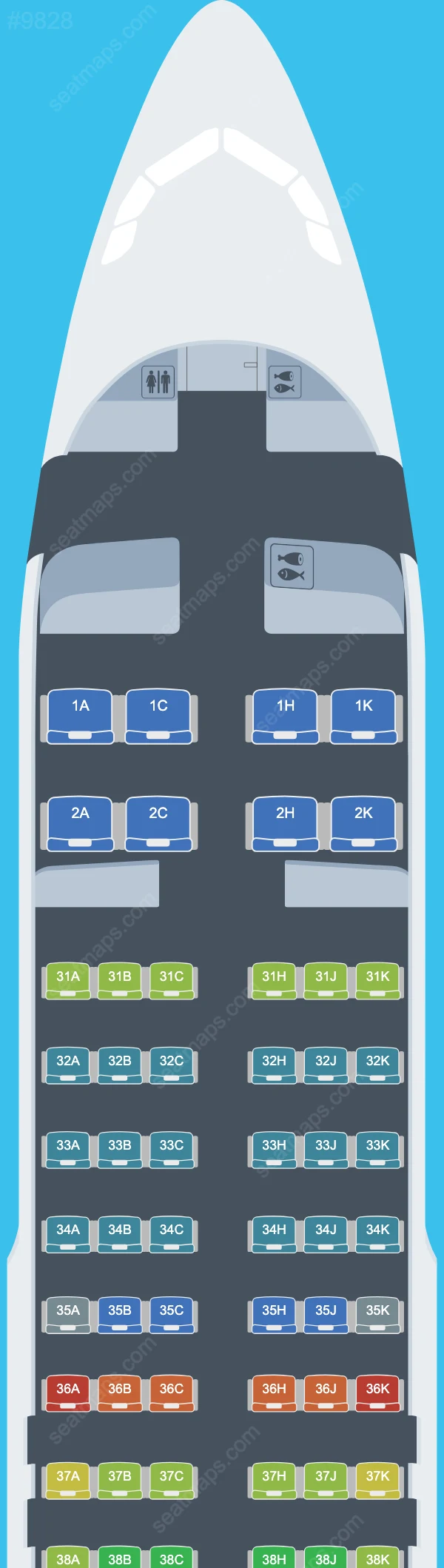 Схема салона China Southern в самолете Airbus A320 A320-200 V.2