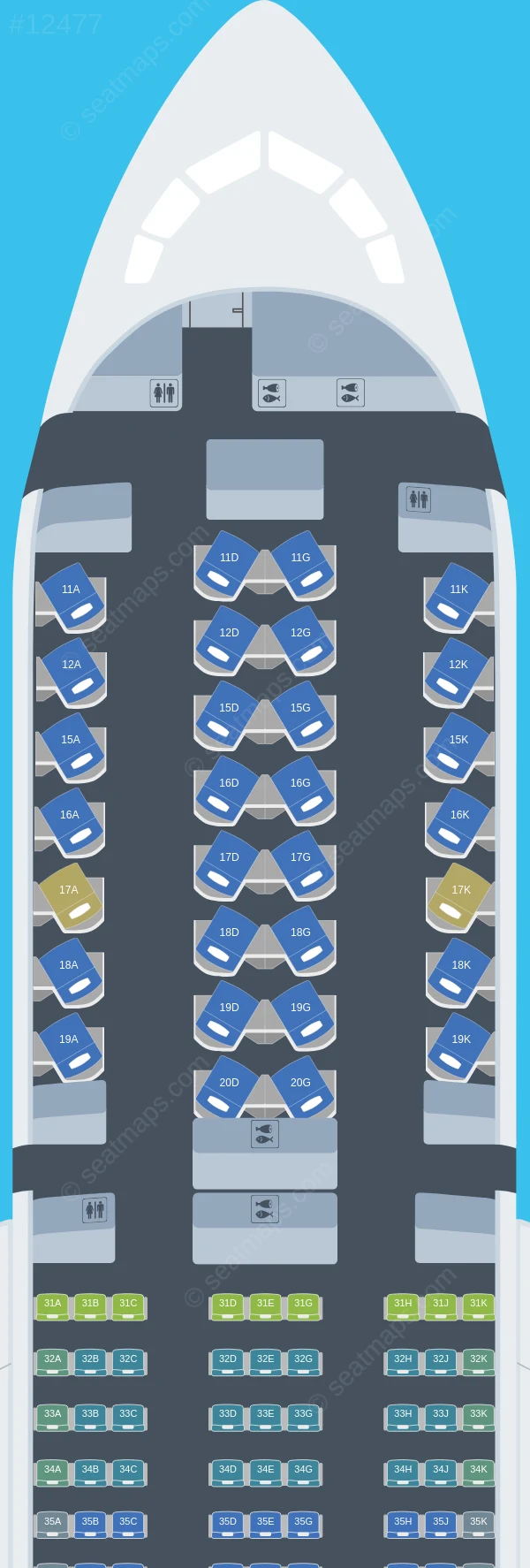 Seat Map Of Thai Airways International Boeing 787-9 Aircraft