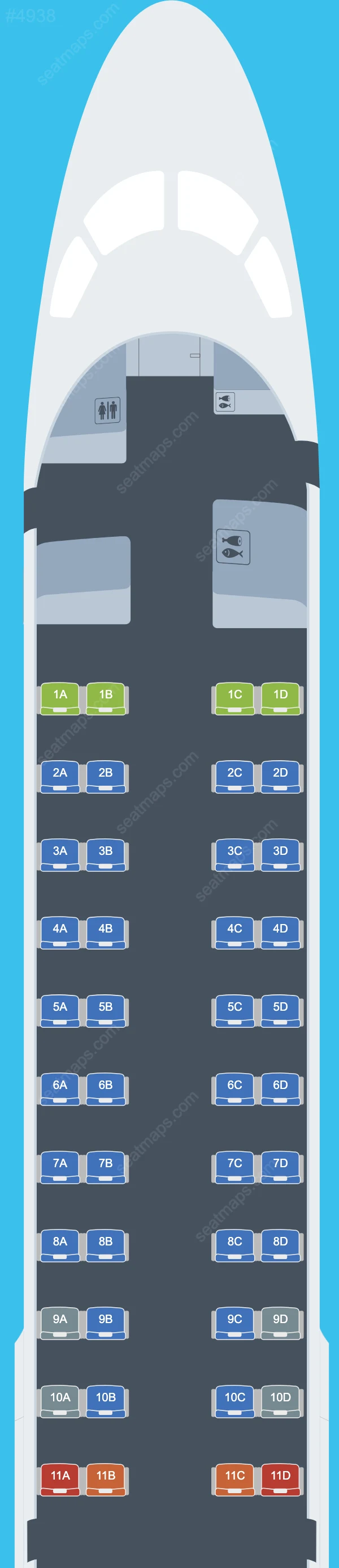 Схема салона Mandarin Airlines в самолете Embraer E190 E190