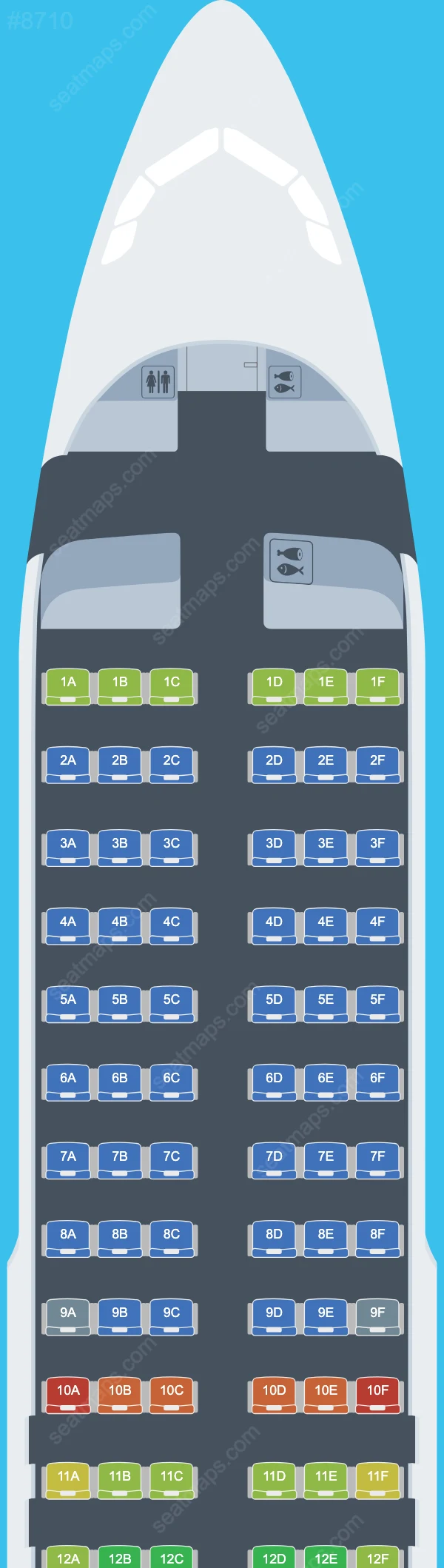 Схема салона SAS в самолете Airbus A320 A320-200neo