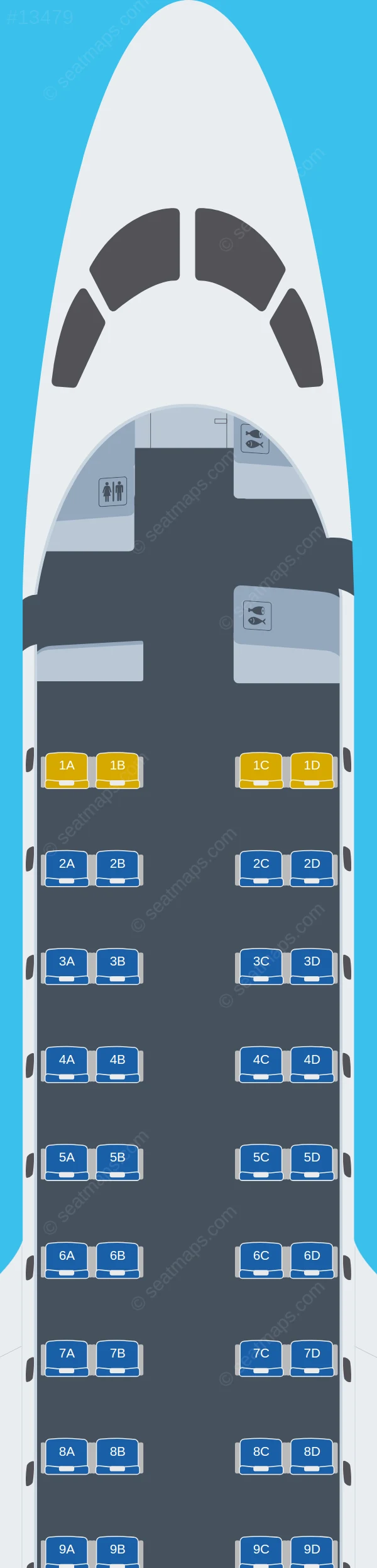 InterCaribbean Airways Embraer E170 seatmap preview