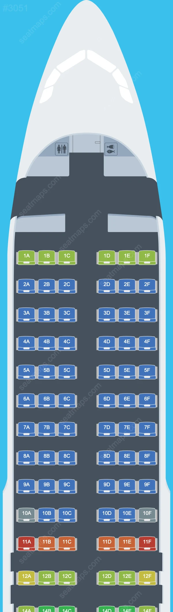 Схема салона Cebu Pacific Air в самолете Airbus A320 A320-200