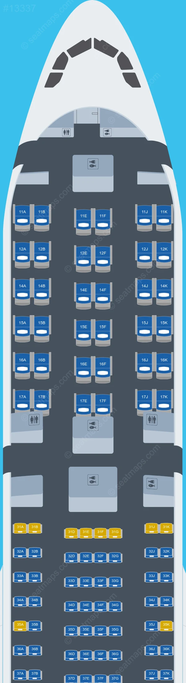 Mappe dei posti dell'Airbus A330-300 della Plus Ultra Líneas Aéreas A330-300 V.2