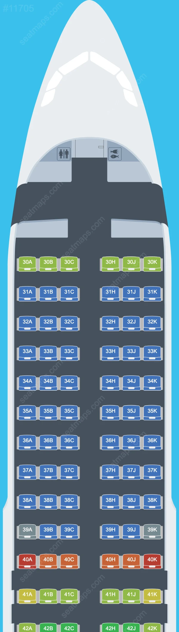 Схема салонов Sichuan Airlines в самолетах Airbus A320neo A320neo V.1