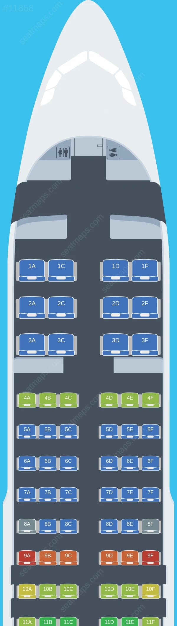 Uganda Airlines Airbus A320-200 seatmap preview