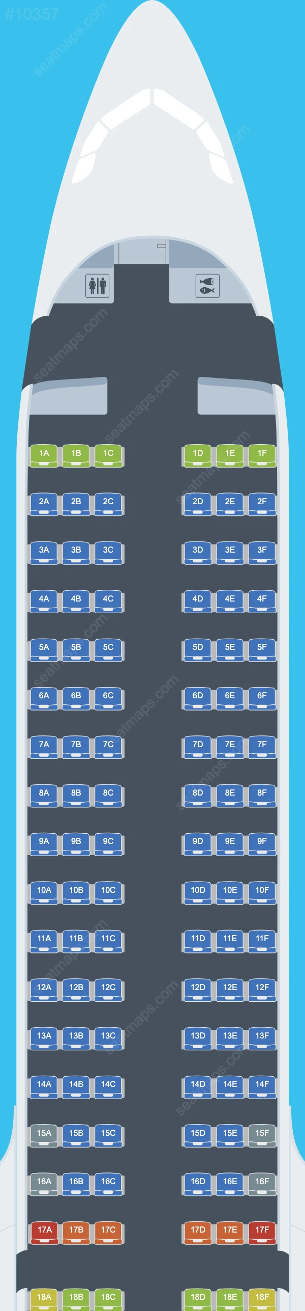 AirBlue Airbus A321-200neo seatmap mobile preview