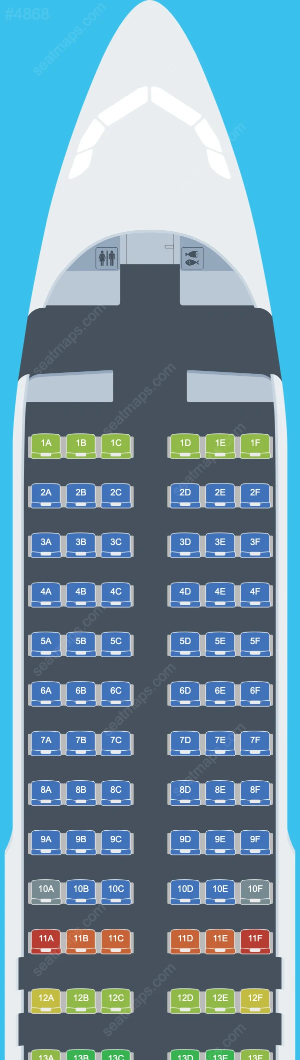Sky Angkor Airlines Airbus A320-200 seatmap mobile preview