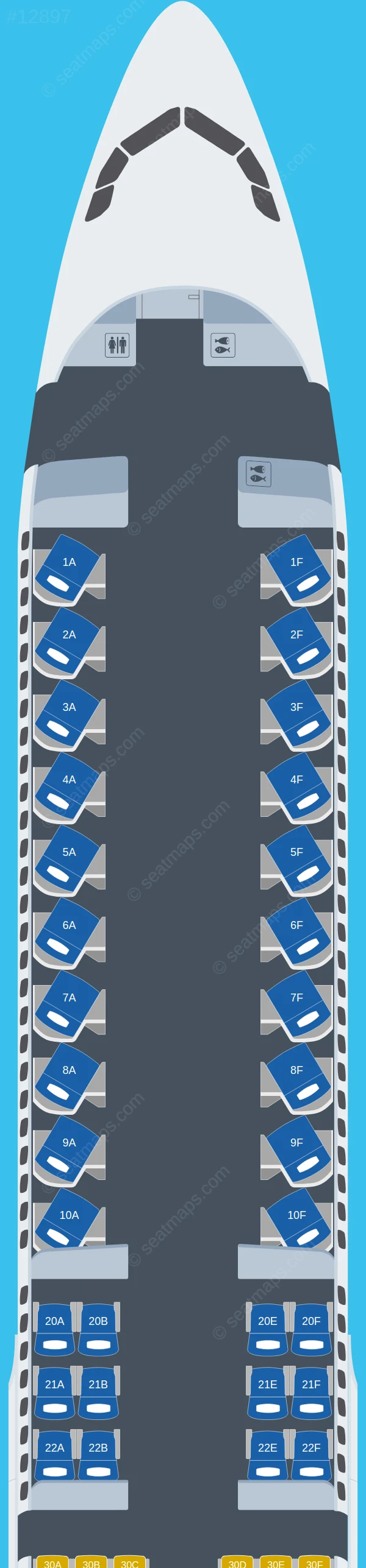 United Airbus A321neo XLR seatmap preview