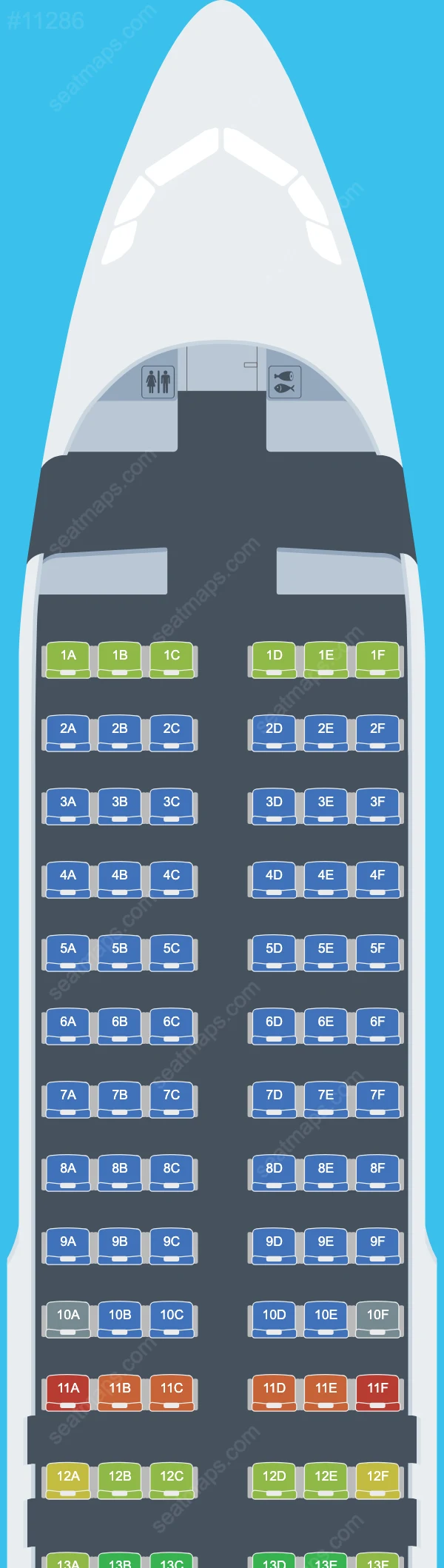 Plans des sièges de l'avion Airbus A320 de Galistair Malta A320-200
